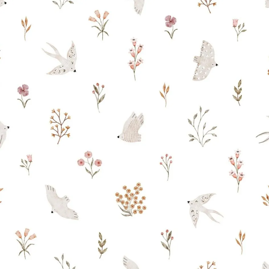 Online Lilipinso Papier peint Hirondelles et fleurs (50 cm x 10 m)