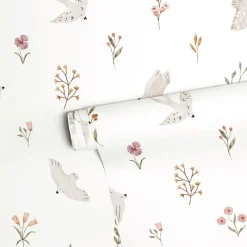 Online Lilipinso Papier peint Hirondelles et fleurs (50 cm x 10 m)