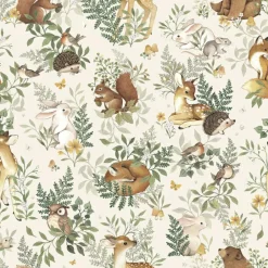 Sale Lilipinso Papier peint intissé Amis de la forêt beige (10 m)