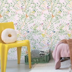 New Mimi'lou Papier peint intissé Roseraie rose