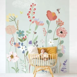 Online Mimi'lou Papier peint panoramique Fleurs des champs (250 x 200 cm)