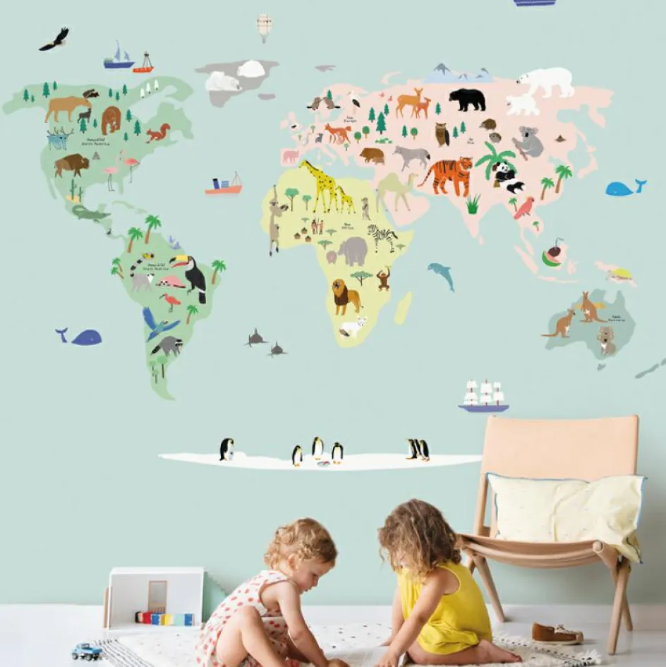 Papier peint panoramique Carte du monde (250 x 200 cm)|Mimi'lou Best