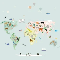 Papier peint panoramique Carte du monde (250 x 200 cm)|Mimi'lou Best