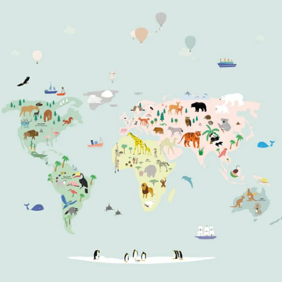 Papier peint panoramique Carte du monde (250 x 200 cm)|Mimi'lou Best