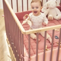 Parc pliant carré en bois Gaby hybride vieux rose|Combelle Hot