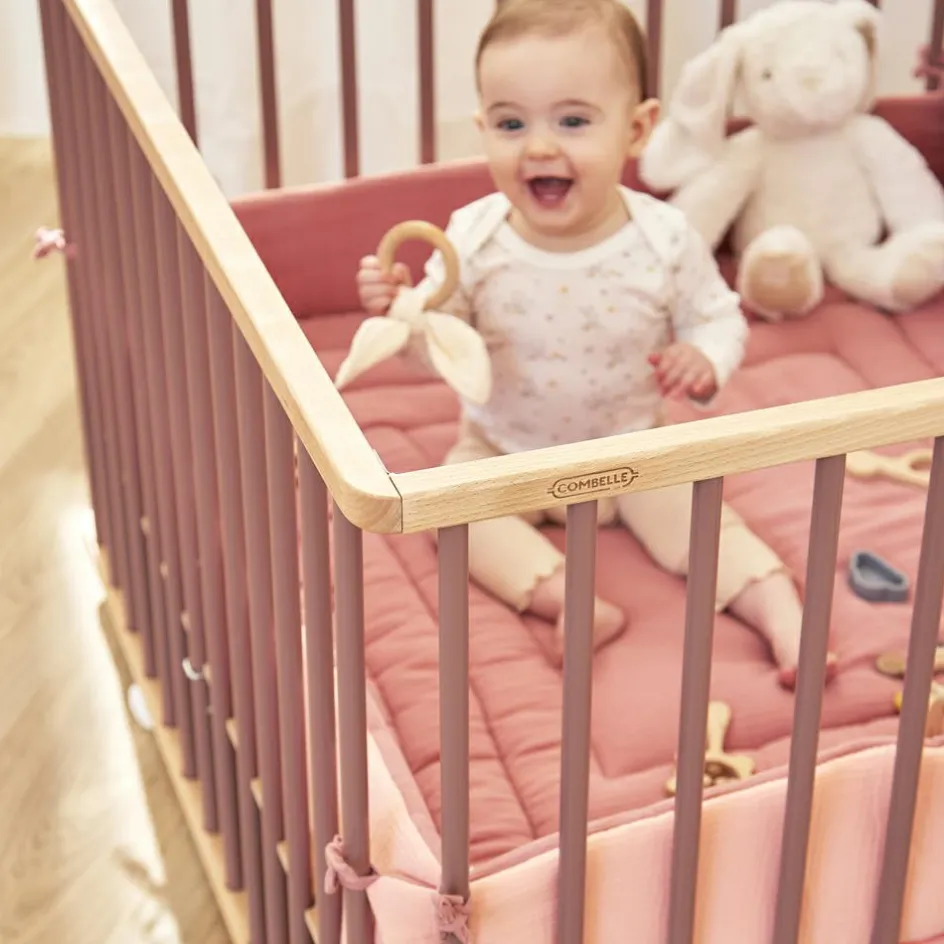 Parc pliant carré en bois Gaby hybride vieux rose|Combelle Hot