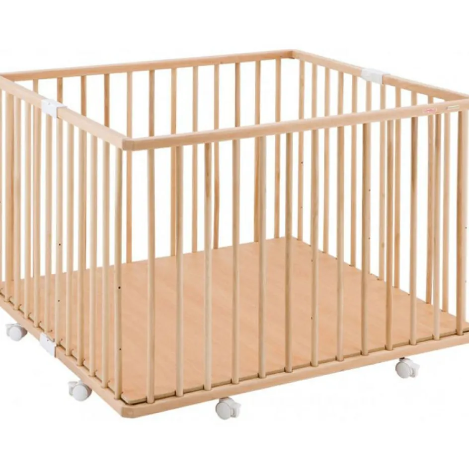 Parc pliant carré en bois Gaby Vernis naturel|Combelle Online