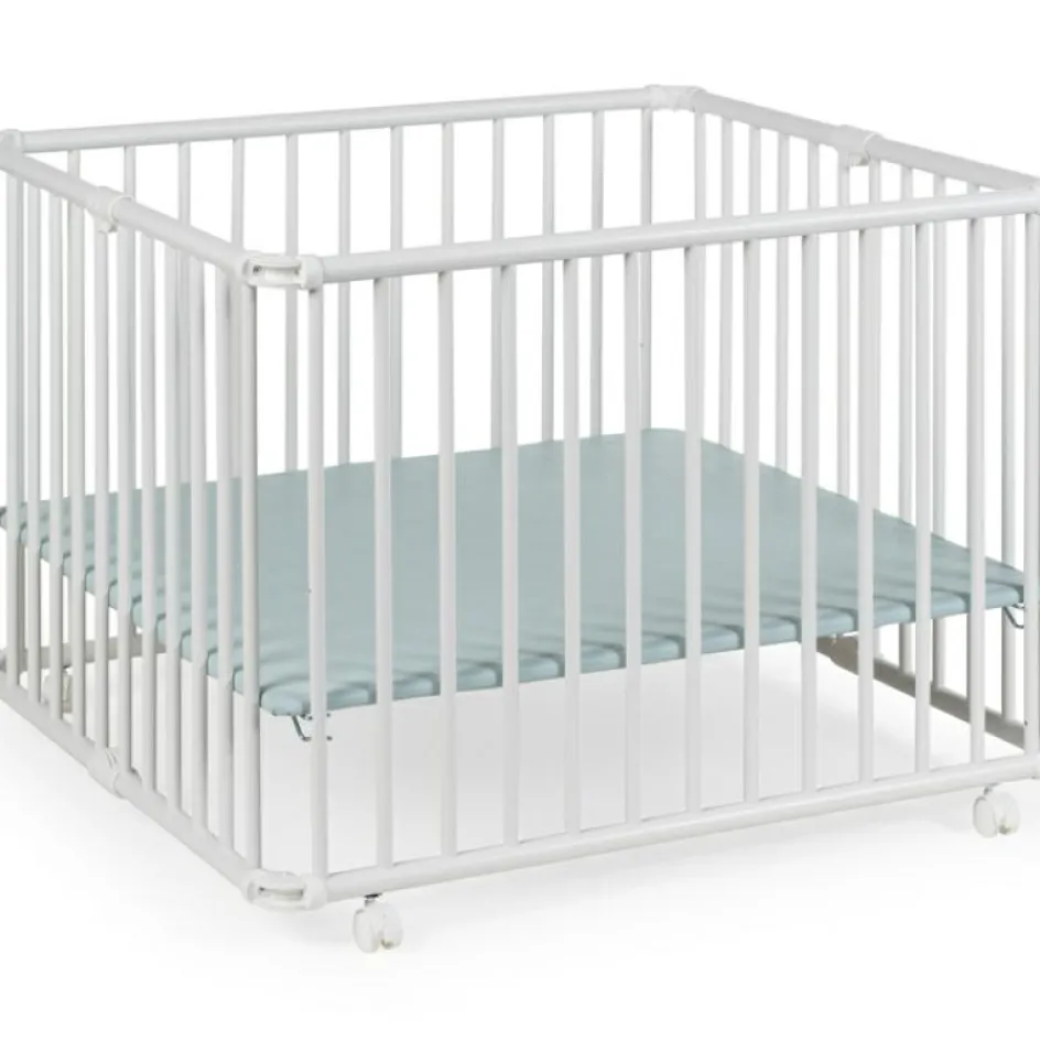 Parc pliant Lucilee + blanc avec fond vert d'eau (90 x 97 cm)|Geuther Best