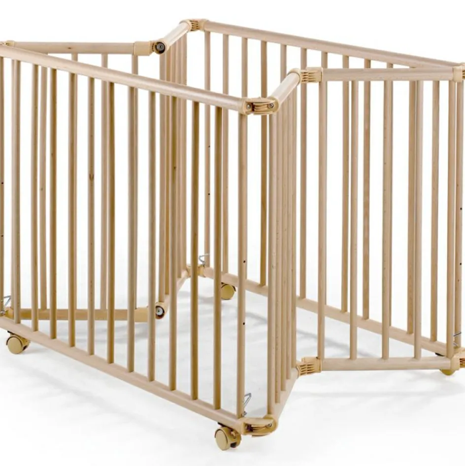 Parc pliant Lucilee + naturel avec fond vert d'eau (76 x 97 cm)|Geuther Best