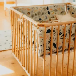 Parc pliant Lucilee + naturel avec fond vert d'eau (76 x 97 cm)|Geuther Best