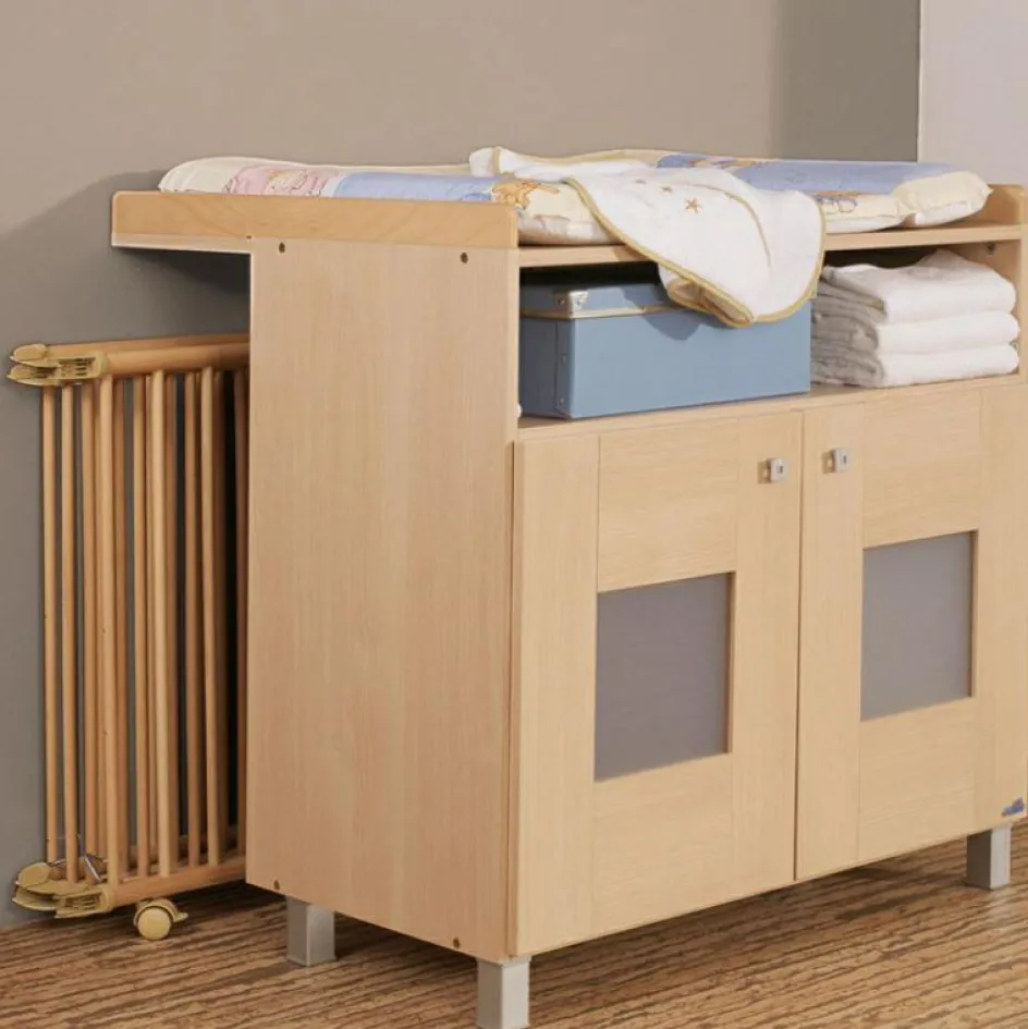 Parc pliant Lucilee + naturel avec fond vert d'eau (76 x 97 cm)|Geuther Best