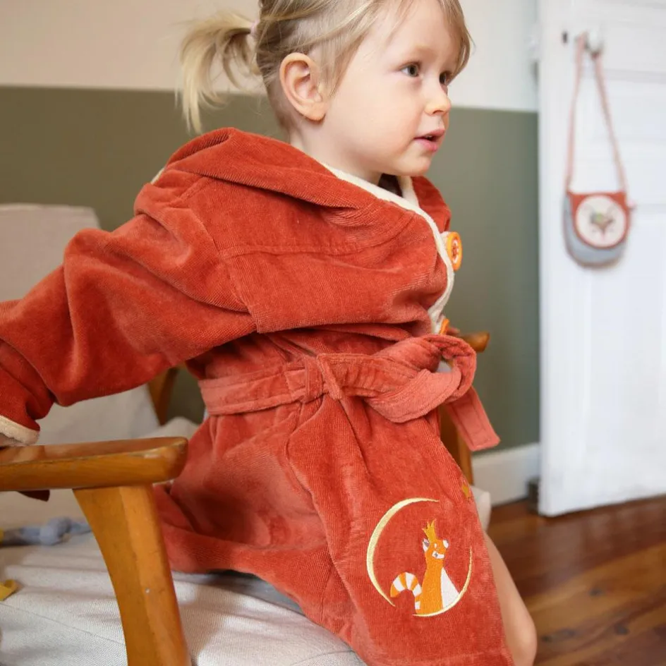 Outlet L'oiseau bateau Peignoir panda roux terracotta personnalisable (2-4 ans)