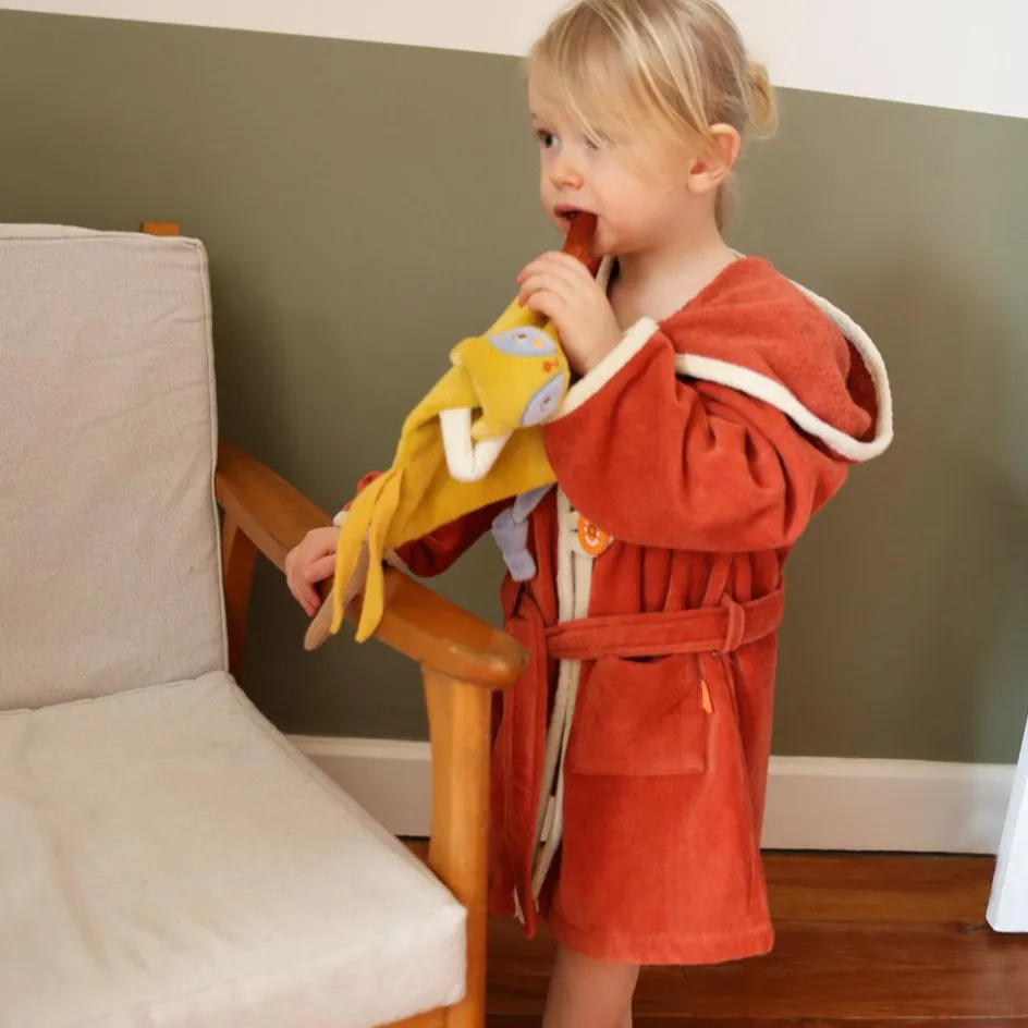Outlet L'oiseau bateau Peignoir panda roux terracotta personnalisable (2-4 ans)