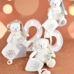 New Doudou et Compagnie Peluche attache-sucette Ours Pantin Argent (20 cm)