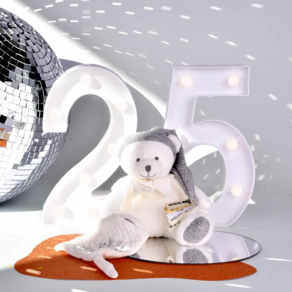 New Doudou et Compagnie Peluche attache-sucette Ours Pantin Argent (20 cm)