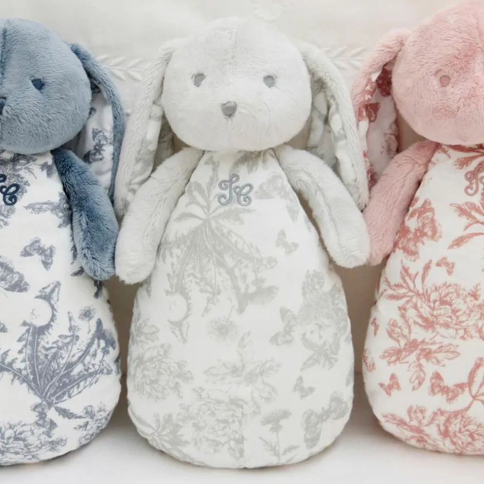 Best Tartine et Chocolat Peluche bruit blanc lapin Toile de Jouy gris