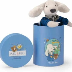 Sale Moulin Roty Peluche chien Pilou bleu Puce et Pilou (30 cm)