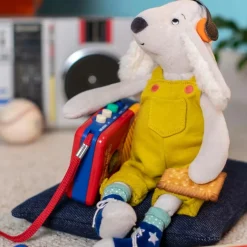 Peluche chien Pilou jaune Puce et Pilou (37 cm)|Moulin Roty Online