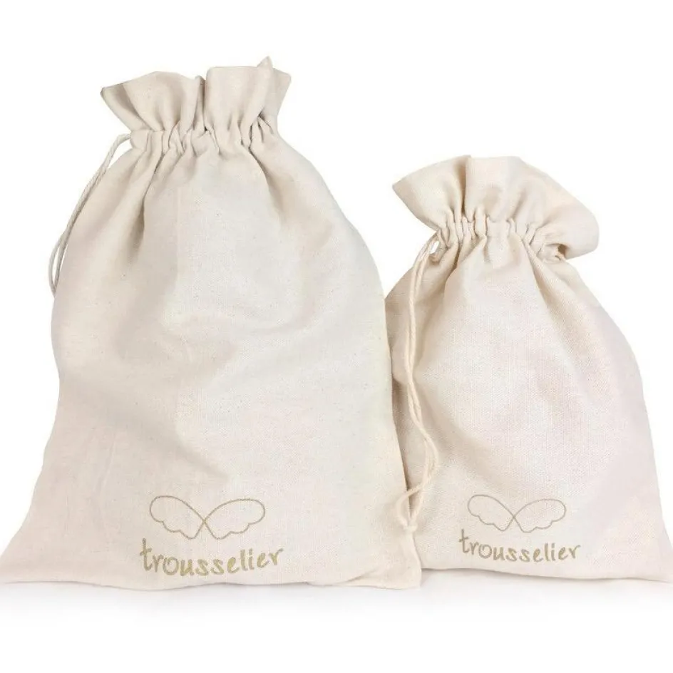 Clearance Trousselier Peluche en coton bio ange lapin vert d'eau + pochette en coton (20 cm)