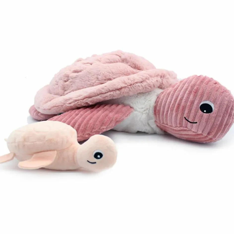 Peluche géante Les Ptipotos Sauvenou maman-bébé tortue rose (49 cm)|Les Déglingos Online