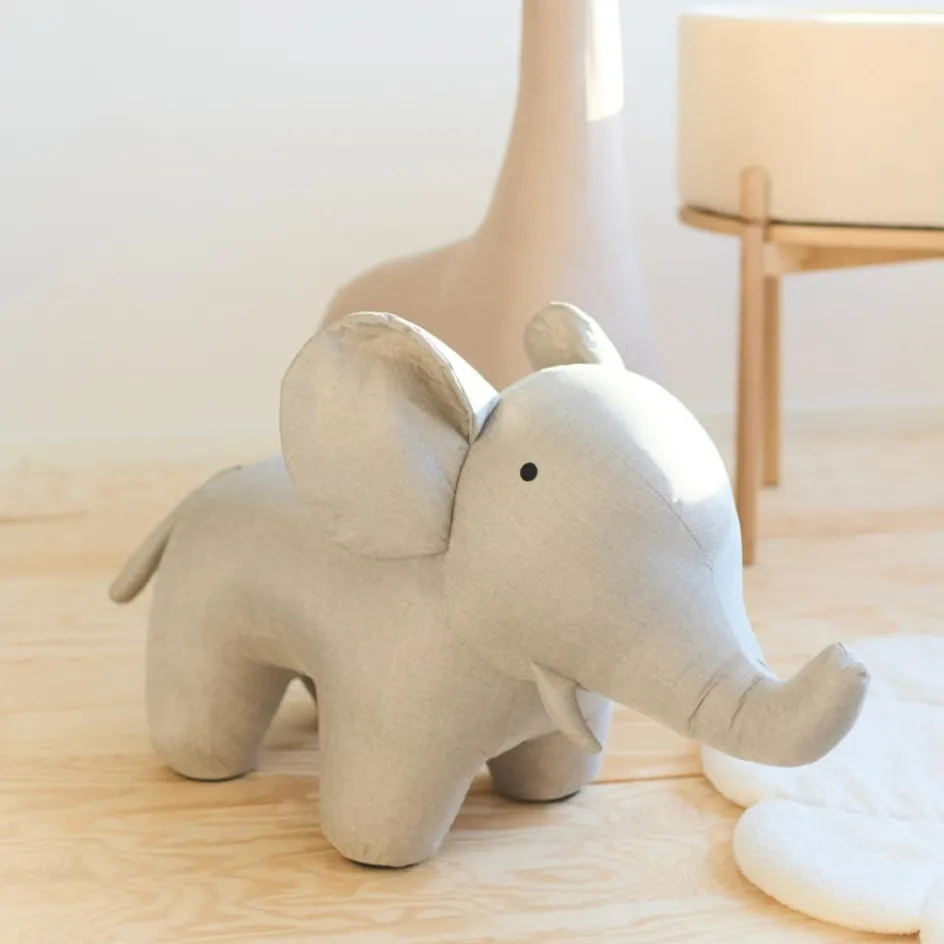Best Childhome Peluche géante éléphant lin (55 cm)