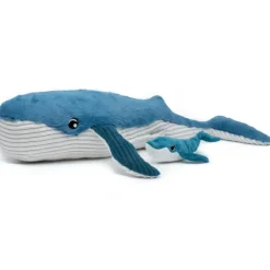 Outlet Les Déglingos Peluche Gravillou baleine maman et bébé Les Ptipotos bleu