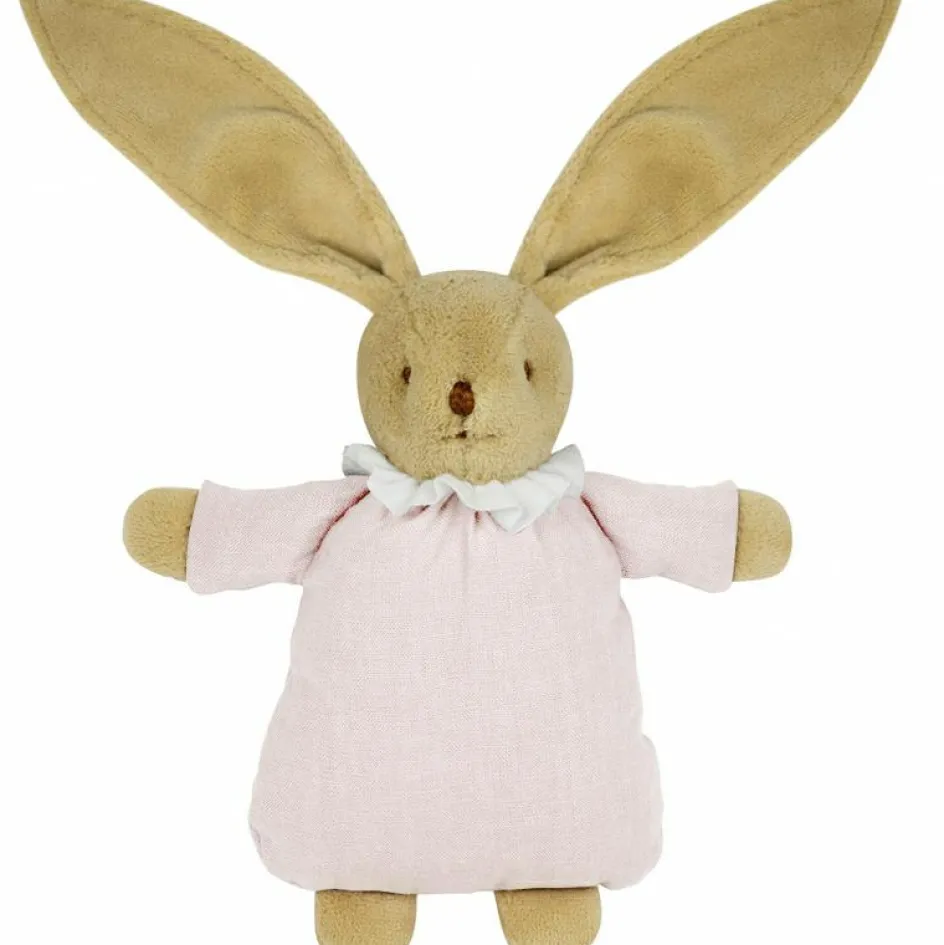 Peluche hochet lapin nid d'ange en coton bio rose poudré (20 cm)|Trousselier New