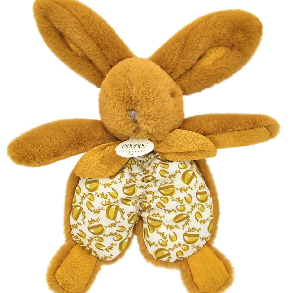 Peluche Lapin Doudou Pantin ocre (18 cm)|Doudou et Compagnie