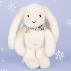 Peluche Lapin Fleurette Blanc (25 cm)|Doudou et Compagnie Online