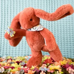 Peluche Lapin Fleurette Terracotta (25 cm)|Doudou et Compagnie