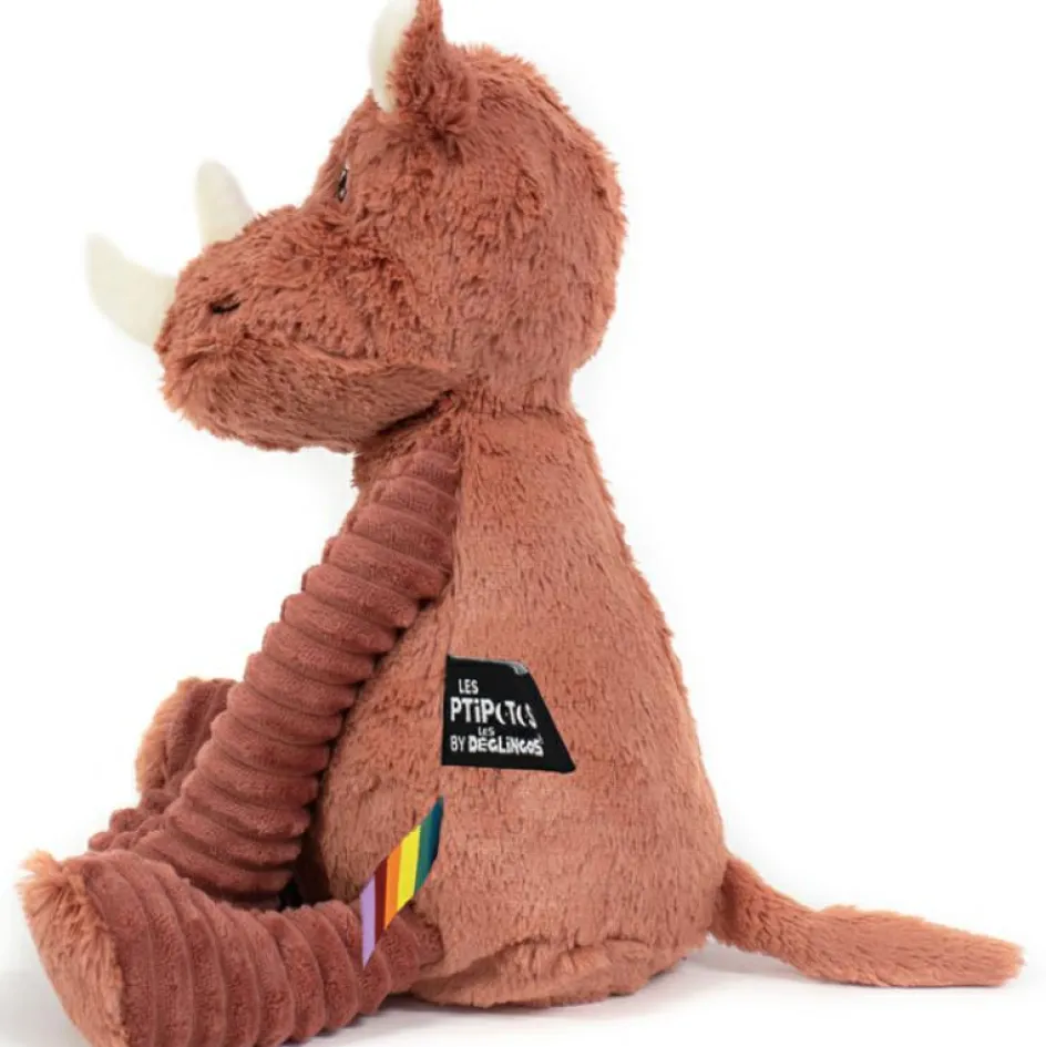 Sale Les Déglingos Peluche Les Ptipotos Grobisou le rhinocéros terracotta (26 cm)