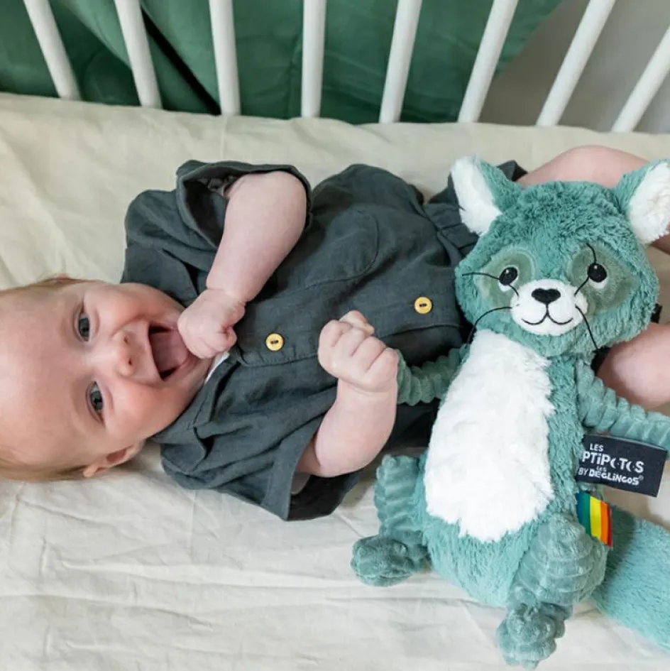 Peluche Les Ptipotos Netoitou le raton laveur vert (26 cm)|Les Déglingos Clearance