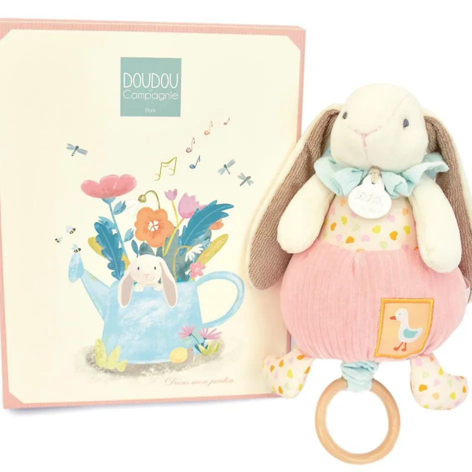 Peluche musicale Lapin Ciboulette Dans mon jardin (20 cm)|Doudou et Compagnie Discount
