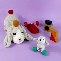 Clearance Les Déglingos Peluche Toutou maman et bébé Les Ptipotos Gris clair (34 cm)