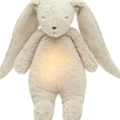 Peluche veilleuse lapin nature bio avec sons & lumières sable 2.0|Moonie Discount
