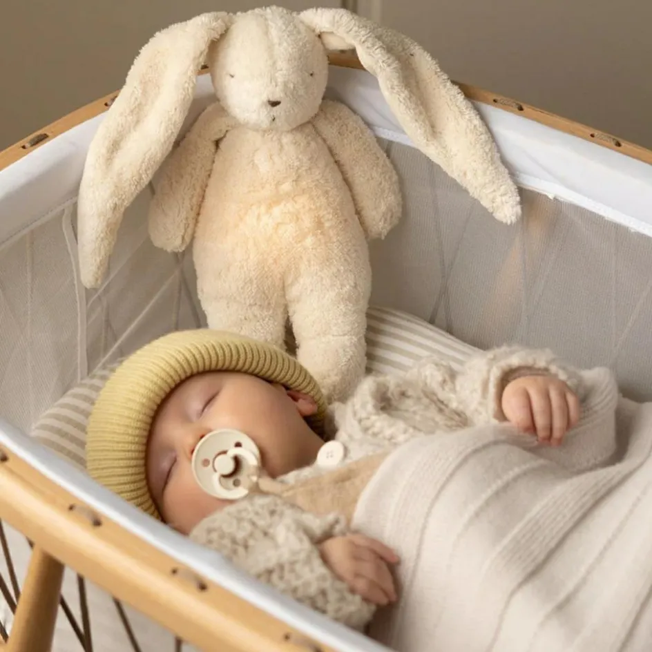 Peluche veilleuse lapin nature bio avec sons & lumières sable 2.0|Moonie Discount