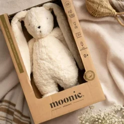 Peluche veilleuse lapin nature bio avec sons & lumières sable 2.0|Moonie Discount