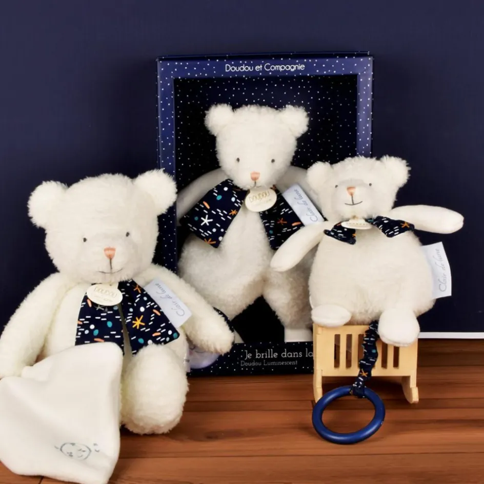 New Doudou et Compagnie Peluche veilleuse Ours Pantin luminescent Clair de Lune (28 cm)