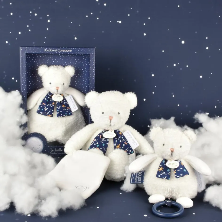 New Doudou et Compagnie Peluche veilleuse Ours Pantin luminescent Clair de Lune (28 cm)