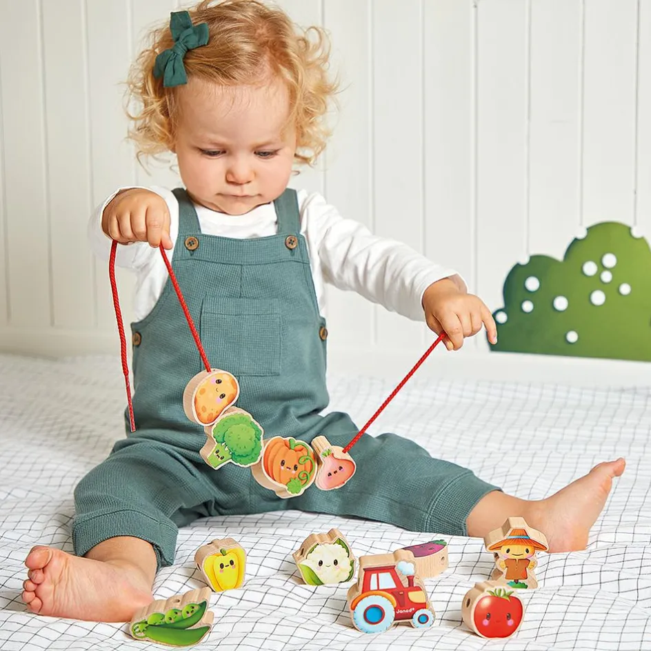 Perles à enfiler en bois Ferme potager (11 pièces)|Janod New