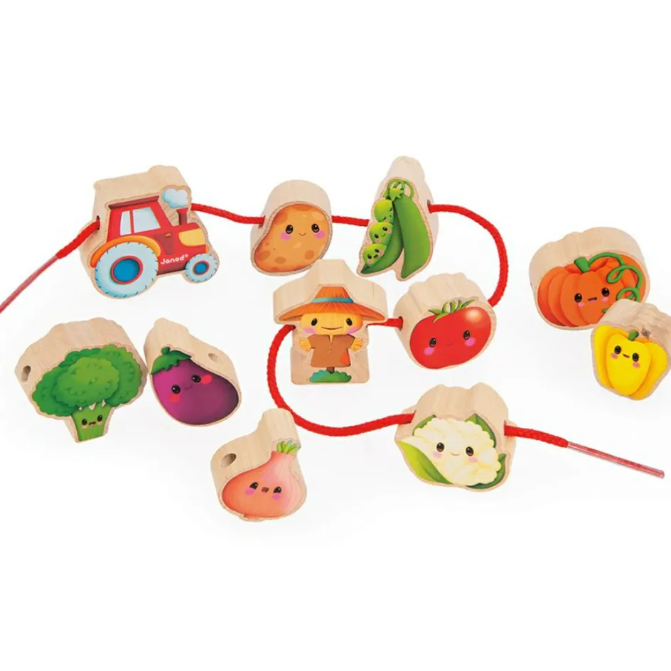 Perles à enfiler en bois Ferme potager (11 pièces)|Janod New