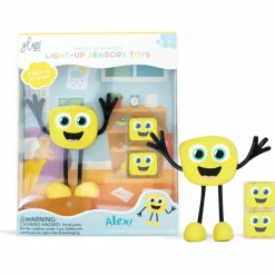 Personnage Alex jaune et 2 cubes lumineux|Glo Pals New