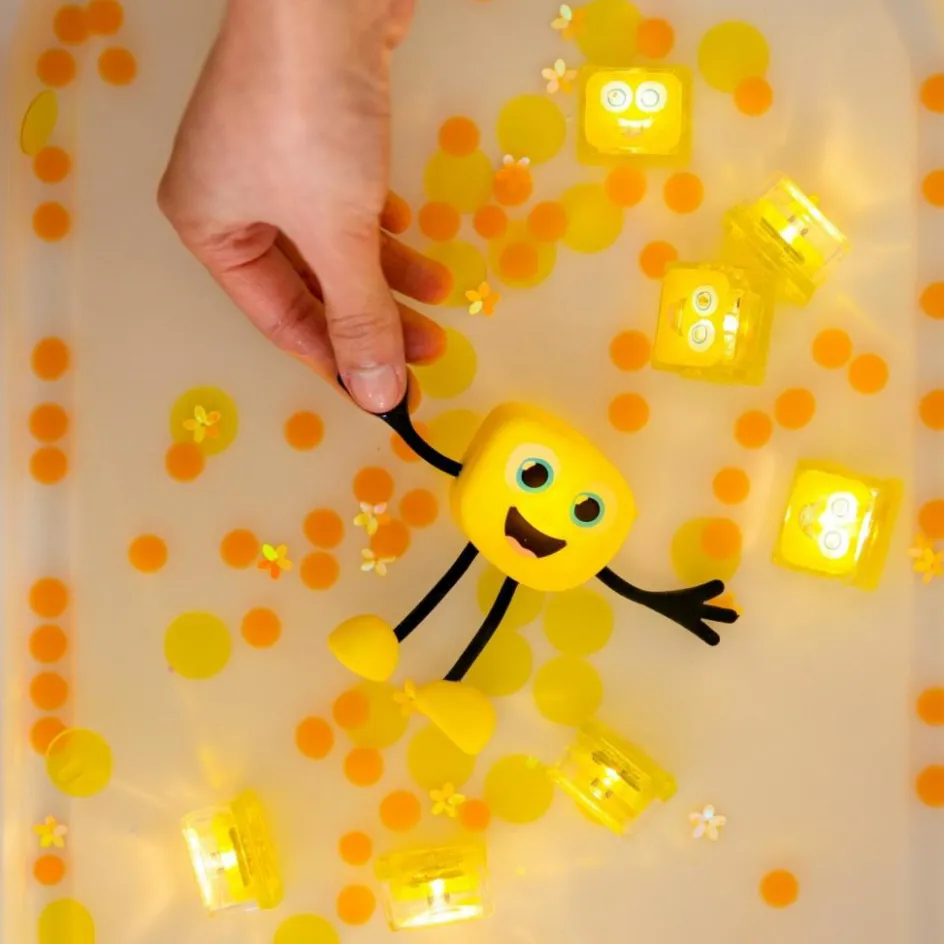 Personnage Alex jaune et 2 cubes lumineux|Glo Pals New