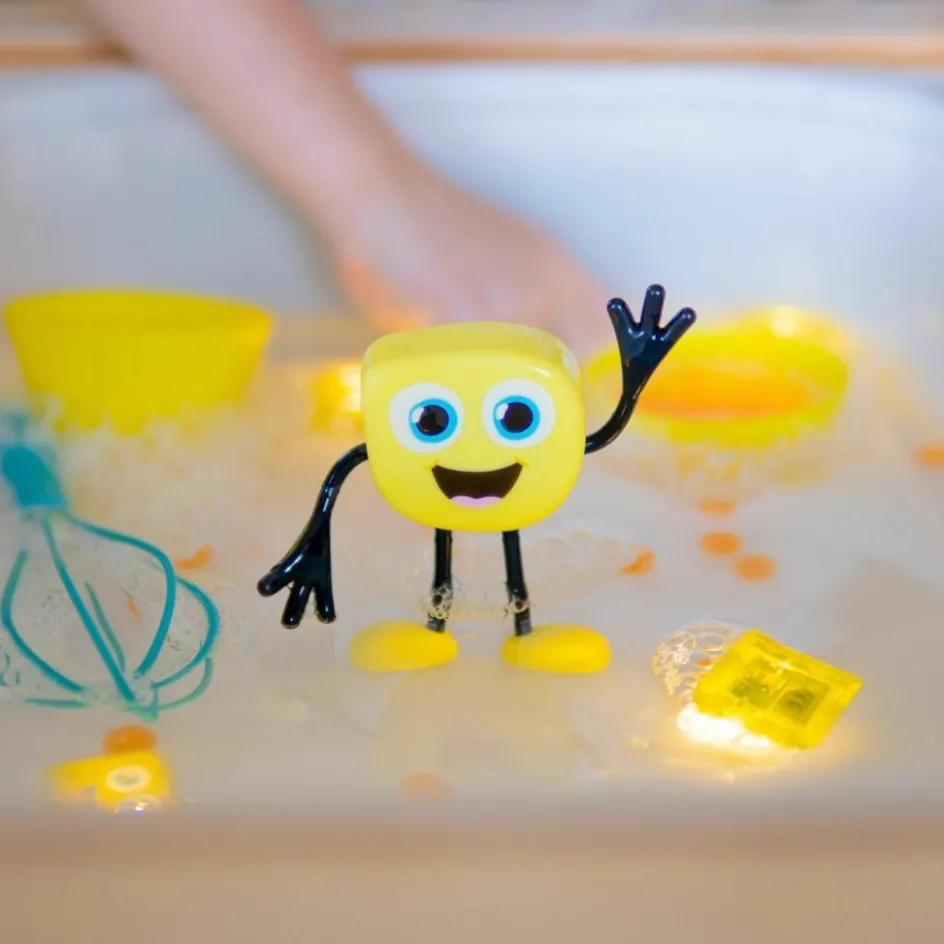 Personnage Alex jaune et 2 cubes lumineux|Glo Pals New