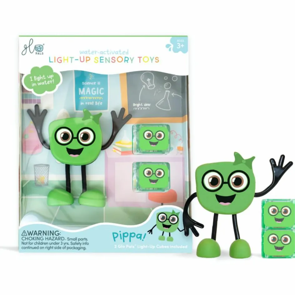 Glo Pals Personnage Pippa vert et 2 cubes lumineux