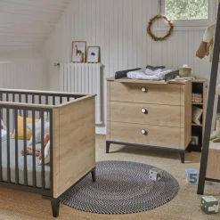 Clearance Galipette Plan à langer en chêne blond noir Marcel