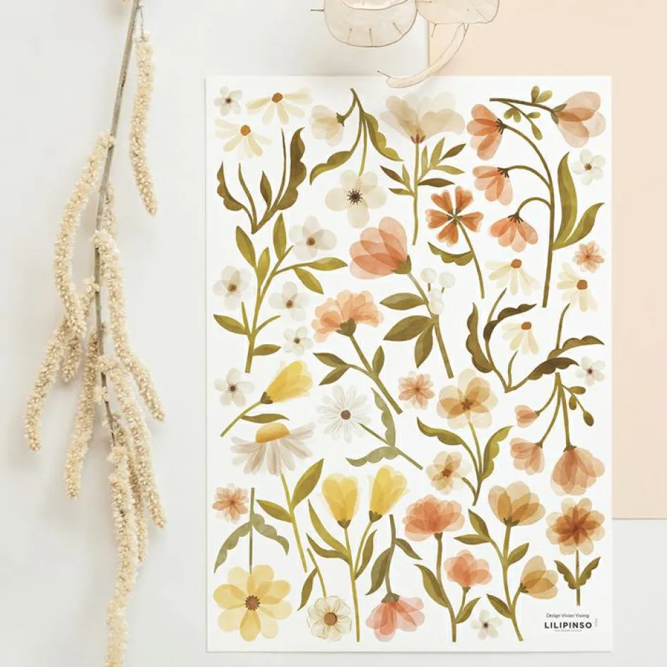 New Lilipinso Planche de stickers A3 fleurs Vintage Flowers