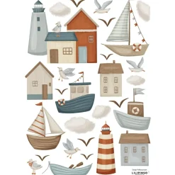 Discount Lilipinso Planche de stickers A3 Village marins