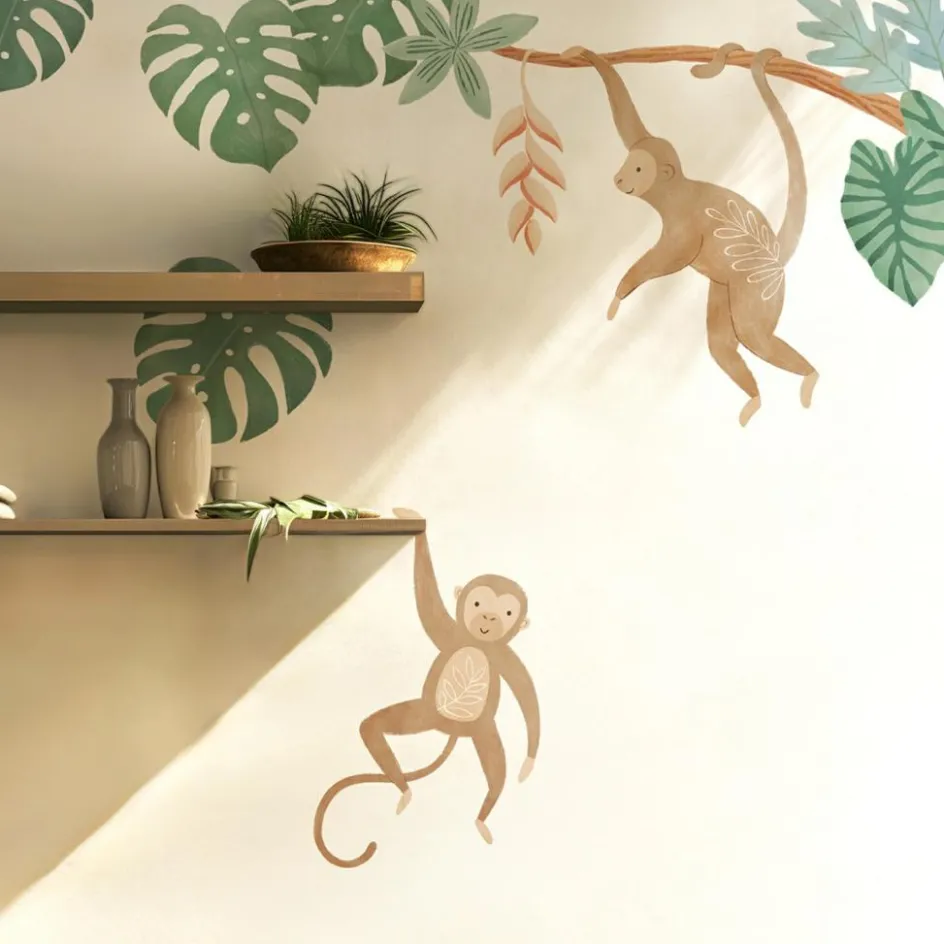 Lilipinso Planche de stickers Décor XL Singes et iguane