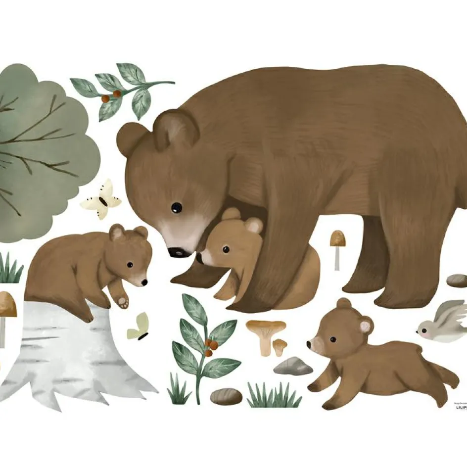Planche de stickers L Famille Ours (64 x 90 cm)|Lilipinso